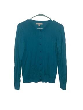 Banana Republic Teal Cardigan Minimalist Office Core Knit Top Medium Spring Styl